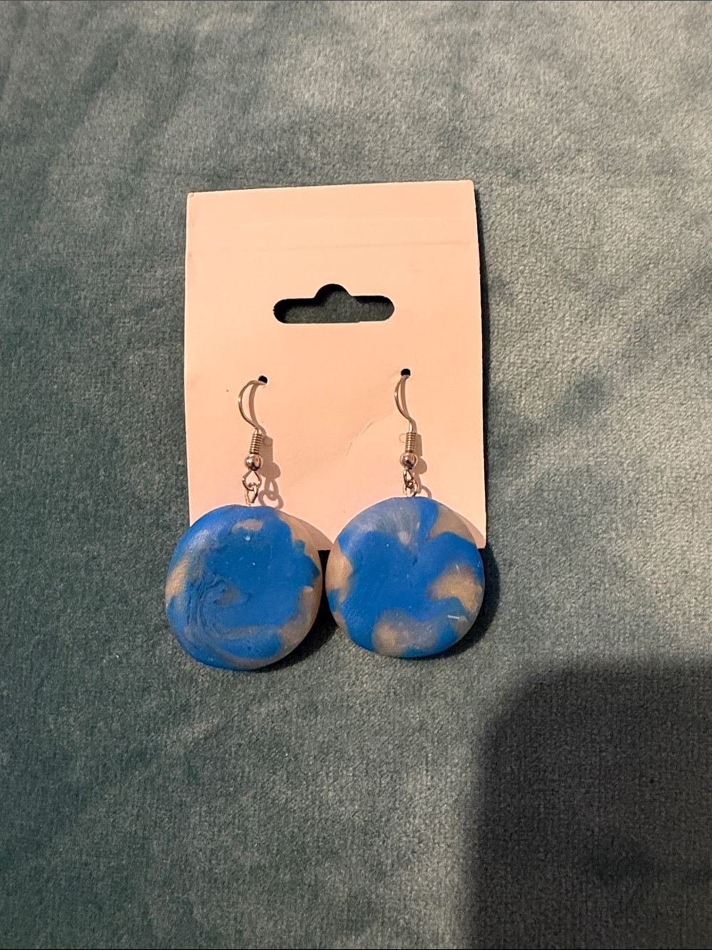 Handmade Blue and Cream Swirl Drop Earrings — Women’s Earrings